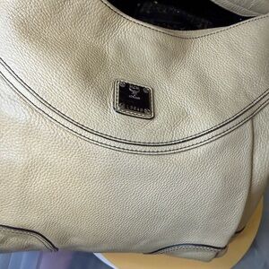 MCM Pebbled Leather Hobo / Shoulder Bag - Cream